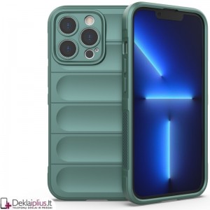 Magic Shield guminis dėklas su kameros apsauga - žalias (Apple Iphone 13 Pro)